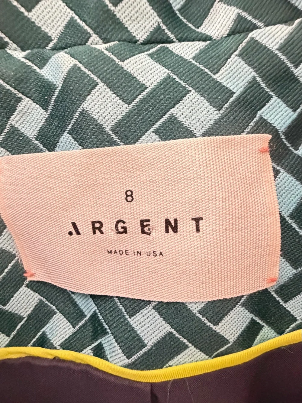 J. Argent Womens Size 8 Teal Geometric Belted Blazer Jacket tailored fit modern